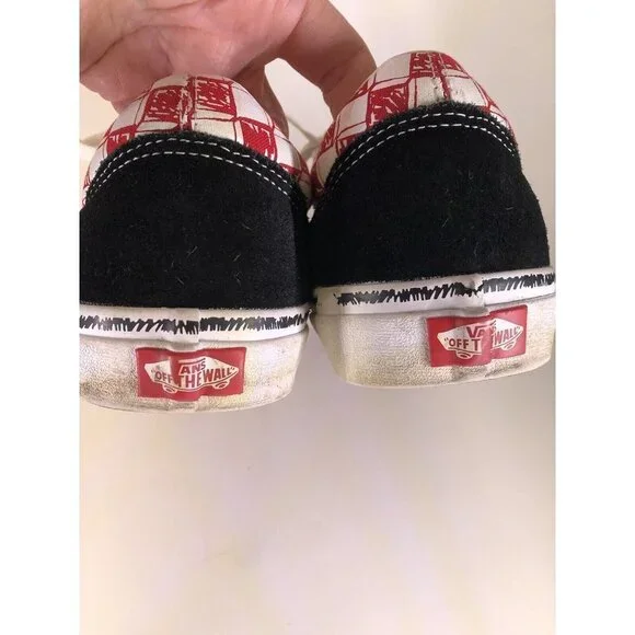 Vans Old School Sketch Checkerboard Sneakers Off The Wall Size 12 - Picture 10 of 11